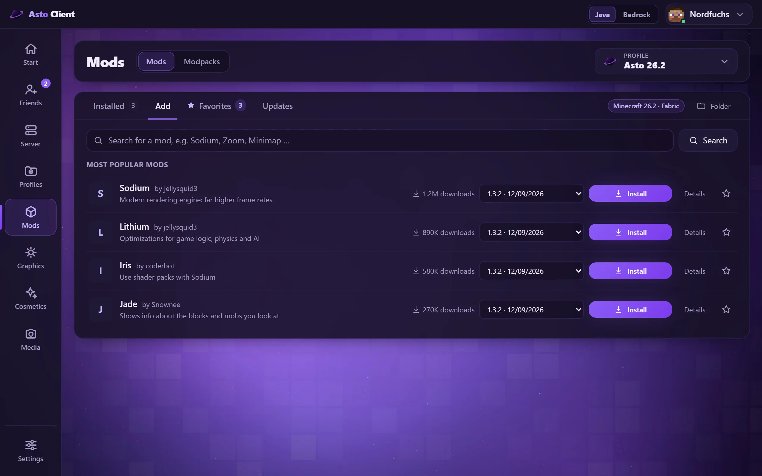 Find and install mods and modpacks