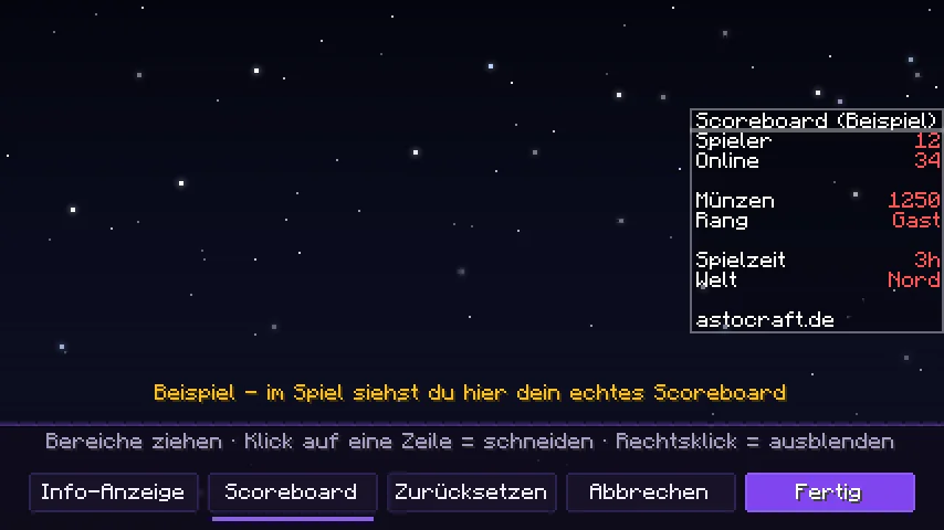 Der Scoreboard-Editor im Spiel